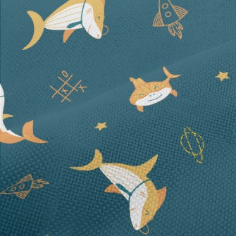 Shark And Rocket In The Air Performance Linen