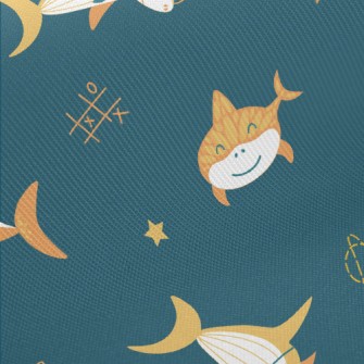 Shark And Rocket In The Air Twill