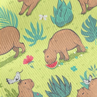 Capybara Playing In The Grass Standard Corduroy
