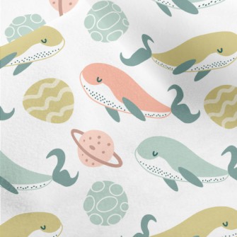 Three Colored Whale And Space  Micro Fleece