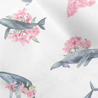 Watercolor Blue Whale And Cher Micro Fleece