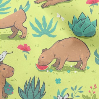 Capybara Playing In The Grass Micro Fleece