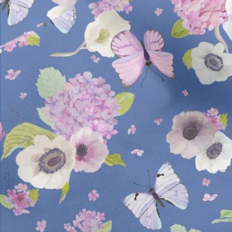 Blooming Hydrangea And Butterf Micro Fleece