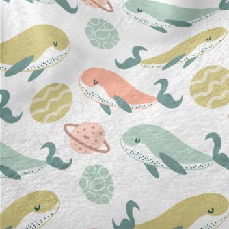 Three Colored Whale And Space  Minky