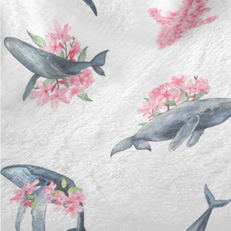 Watercolor Blue Whale And Cher Minky