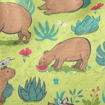 Capybara Playing In The Grass Minky