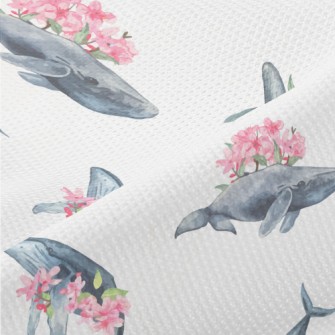 Watercolor Blue Whale And Cher Piqué