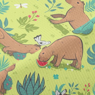 Capybara Playing In The Grass Piqué