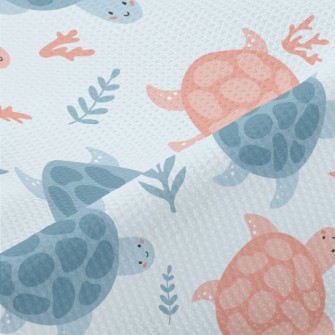 Little Turtles Swimming Freely Piqué