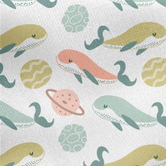 Three Colored Whale And Space  Jersey Backed Fleece