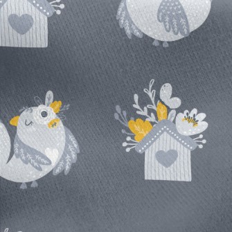 Flowers Dotted With Houses And Jersey Backed Fleece