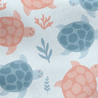 Little Turtles Swimming Freely Jersey Backed Fleece