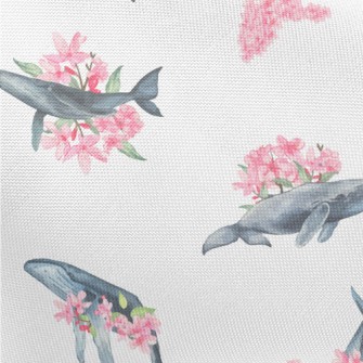 Watercolor Blue Whale And Cher Pongee