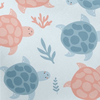 Little Turtles Swimming Freely Pongee