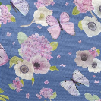 Blooming Hydrangea And Butterf Pongee