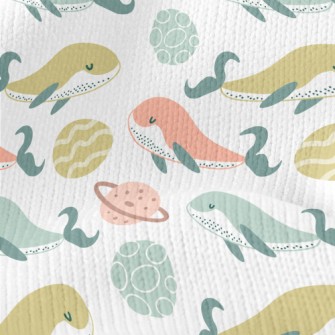 Three Colored Whale And Space  Stretch Jersey