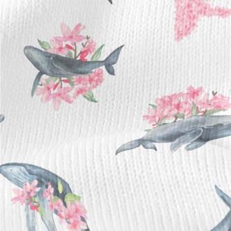 Watercolor Blue Whale And Cher Stretch Jersey