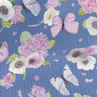 Blooming Hydrangea And Butterf Stretch Jersey
