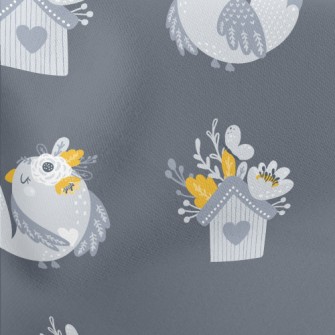 Flowers Dotted With Houses And Lightweight Cotton Poplin