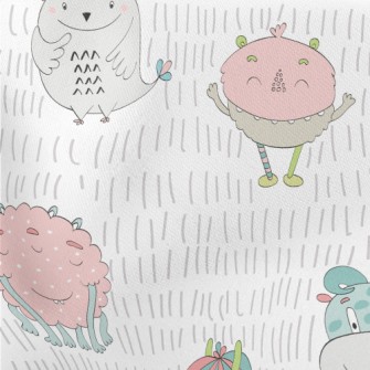Happy Little Monster Lightweight Cotton Poplin