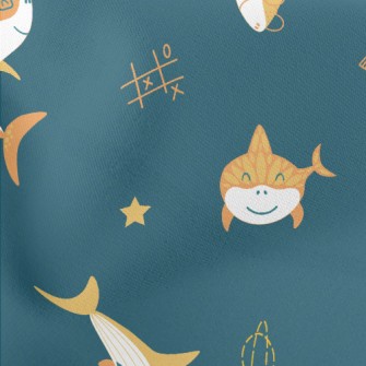 Shark And Rocket In The Air Lightweight Cotton Poplin
