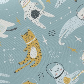 Cat Wearing Astronaut Helmet Midweight Cotton Poplin