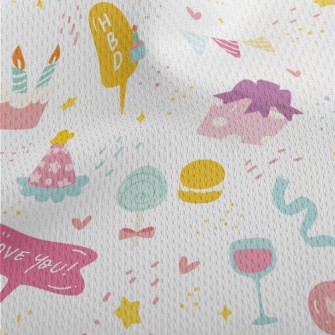 Birthday Party Cake Dessert Pa Athletic Mesh Flat Back