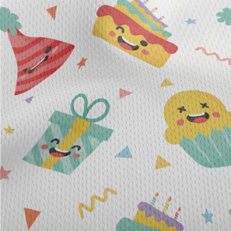 Cute Expression Birthday Cake  Athletic Mesh Flat Back