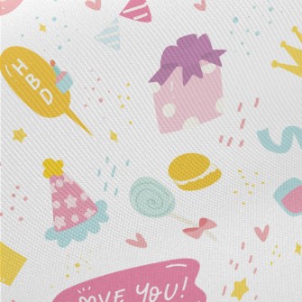 Birthday Party Cake Dessert Pa Midweight Cotton Poplin