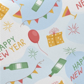 Happy New Year Balloons Gift C Midweight Cotton Poplin