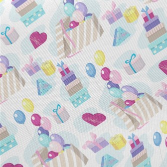 Birthday Gifts And Balloons Midweight Cotton Poplin