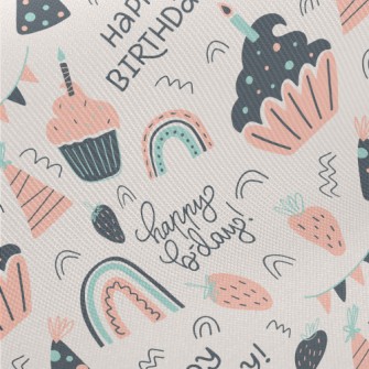 Birthday Cake Hat Rainbow Stra Midweight Cotton Poplin