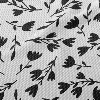 Black Silhouette Flowers Birdseye Piqué