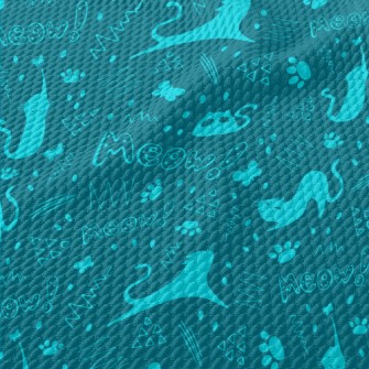 Various Cats And Geometric Pat Birdseye Piqué