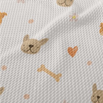 Cute Puppy And Bone Pattern Birdseye Piqué