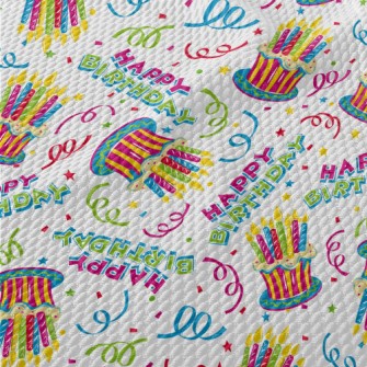 Colorful Birthday Cake Birdseye Piqué