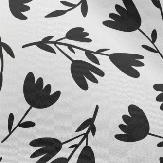 Black Silhouette Flowers Chiffon