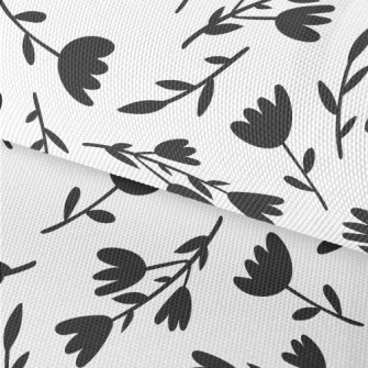 Black Silhouette Flowers Waterproof Oxford