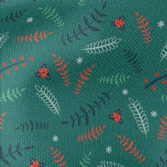 Various Leaves And Berry Snowf Waterproof Canvas