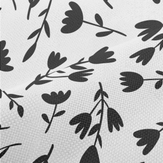 Black Silhouette Flowers Performance Linen