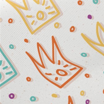 Colorful Cute Crown And Circle Twill