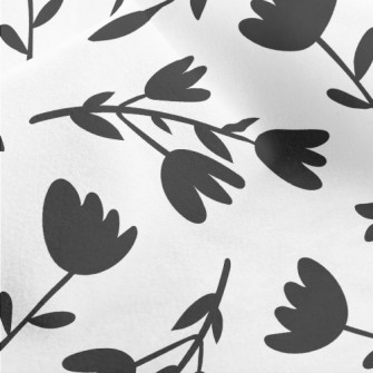 Black Silhouette Flowers Micro Fleece