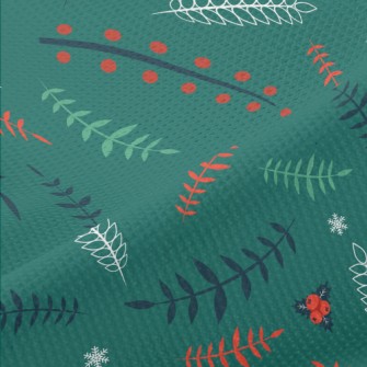 Various Leaves And Berry Snowf Piqué