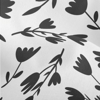Black Silhouette Flowers Lightweight Performance Linen
