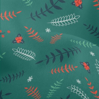 Various Leaves And Berry Snowf Lightweight Performance Linen