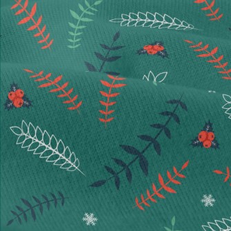 Various Leaves And Berry Snowf Modern Jersey
