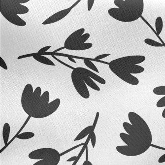 Black Silhouette Flowers Jersey Backed Fleece