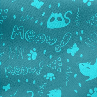 Various Cats And Geometric Pat Jersey Backed Fleece