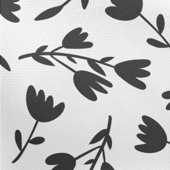 Black Silhouette Flowers Pongee