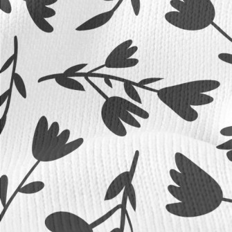 Black Silhouette Flowers Stretch Jersey